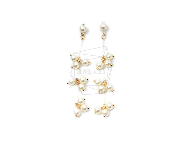 ERG-1239-G【2個入り】パールタッセルチャーム,Pearl Tassel Earring Charm 1枚目の画像