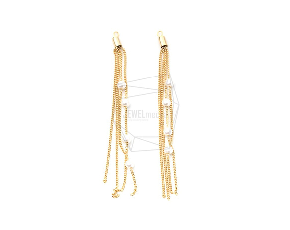 ERG-1240-G【2個入り】パールタッセルチャーム,Pearl Tassel Earring Charm 1枚目の画像