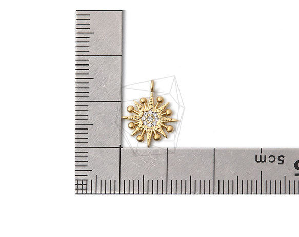 PDT-2203-MG【2個入り】サンペンダント,Cubic Sun Pendant/13mm X 15mm 5枚目の画像