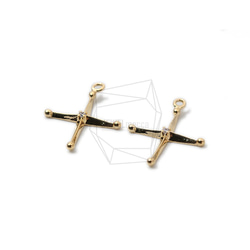 PDT-2213-G【2個入り】キュービッククロスペンダント,Cubic Cross Pendant 2枚目の画像