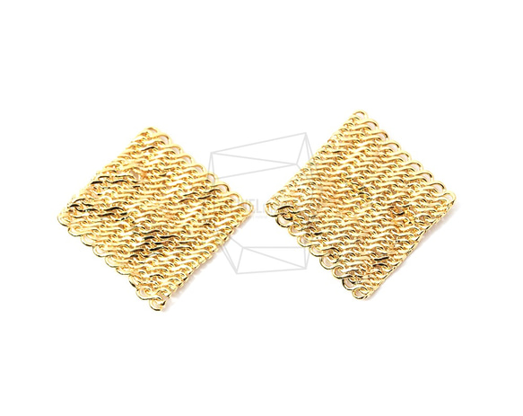 ERG-1245-G【2個入り】メッシュスクエアペンダント,Mesh Square Pendant 1枚目の画像