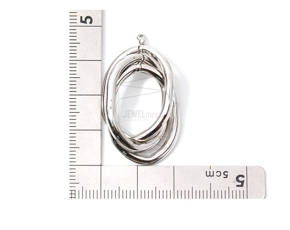 ERG-1248-R [2個]圓形環耳環，三重圓形環耳環魅力 第5張的照片