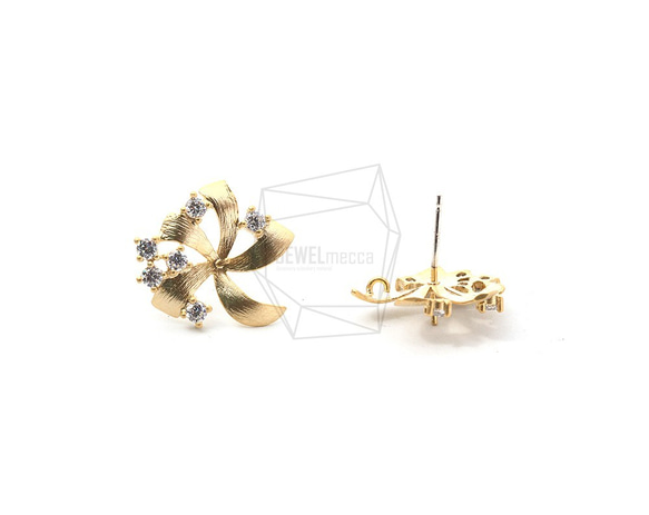 ERG-1259-MG【2個入り】CZペタルピアス,Petal Post Earring 2枚目の画像