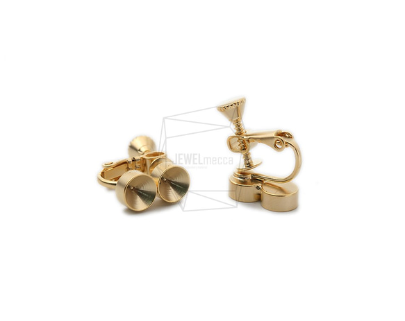 ERG-1266-MG [2 件] 珍珠杯耳環/螺旋彈簧，珍珠杯非穿孔 Scr 第2張的照片