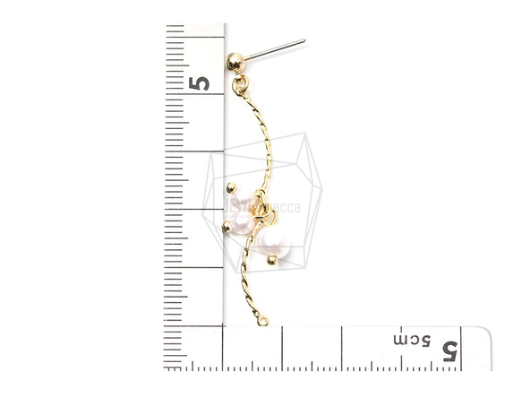 ERG-1273-G [2件]鋼絲波浪珍珠耳釘 第5張的照片