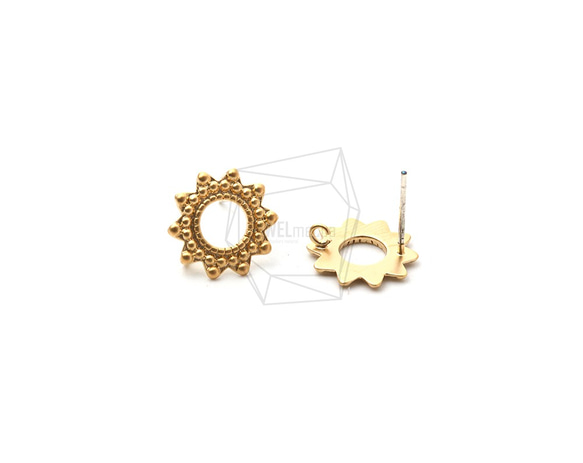 ERG-1282-MG【2個入り】フラワーピアス,Flower Earring Post/12mm x 12mm 1枚目の画像