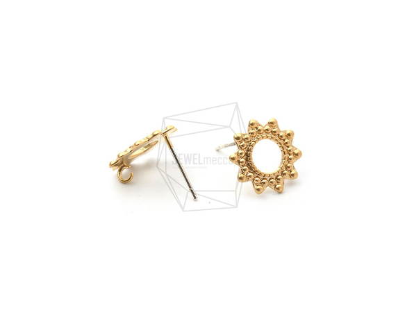 ERG-1282-MG【2個入り】フラワーピアス,Flower Earring Post/12mm x 12mm 2枚目の画像