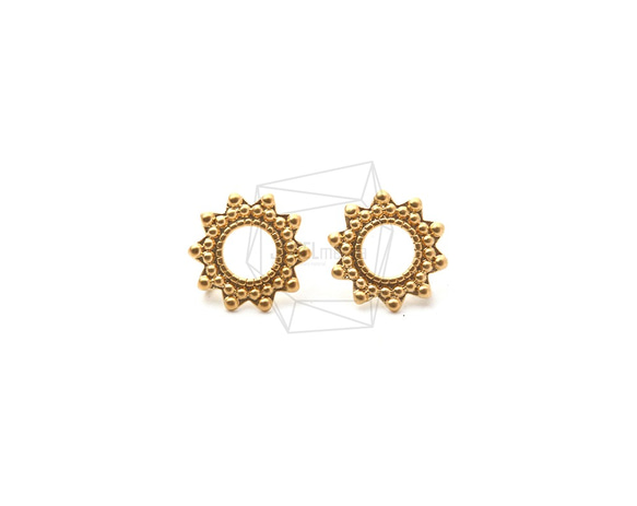 ERG-1282-MG【2個入り】フラワーピアス,Flower Earring Post/12mm x 12mm 3枚目の画像