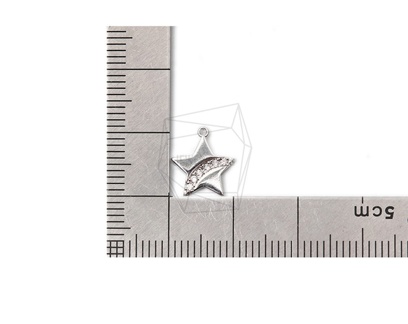 PDT-2258-R【2個入り】CZスターペンダント,Cubic Zirconia Setting Star 5枚目の画像
