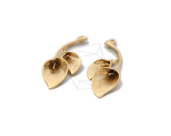 ERG-1269-MG【2個入り】ダブルリーフピアスチャーム,Double Leaf Ear Charm 2枚目の画像