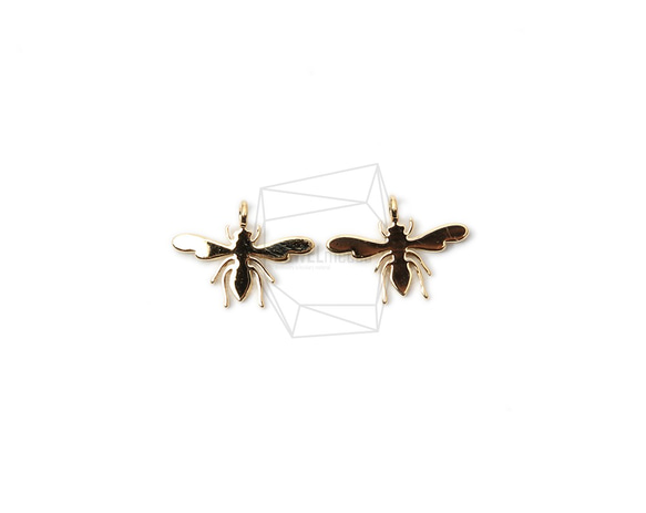 PDT-2236-G【2個入り】ハニービーペンダント,Honey Bee Pendant/11mm x 14mm 1枚目の画像