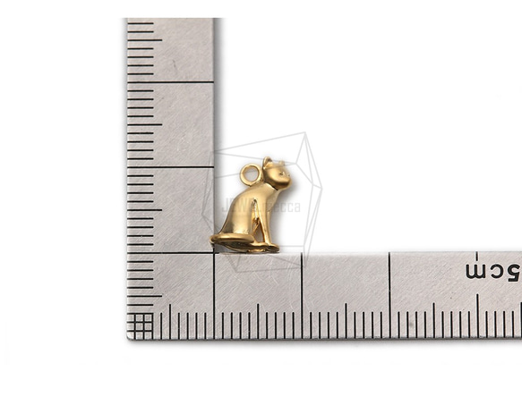 PDT-2270-MG【2個入り】ネコペンダント,cat pendant / 9mm x 11mm 5枚目の画像