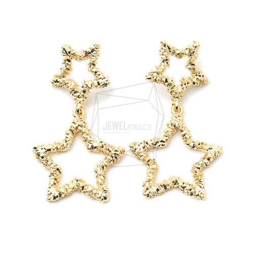 ERG-1292-G【2個入り】スター&スターピアス,Linked star and star Post 