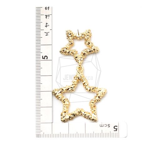 ERG-1292-G【2個入り】スター&スターピアス,Linked star and star Post 