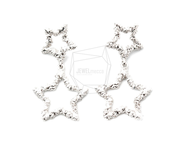 ERG-1292-R【2個入り】スター&スターピアス,Linked star and star Post Earring 1枚目の画像