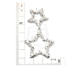 ERG-1292-R【2個入り】スター&スターピアス,Linked star and star Post Earring 5枚目の画像