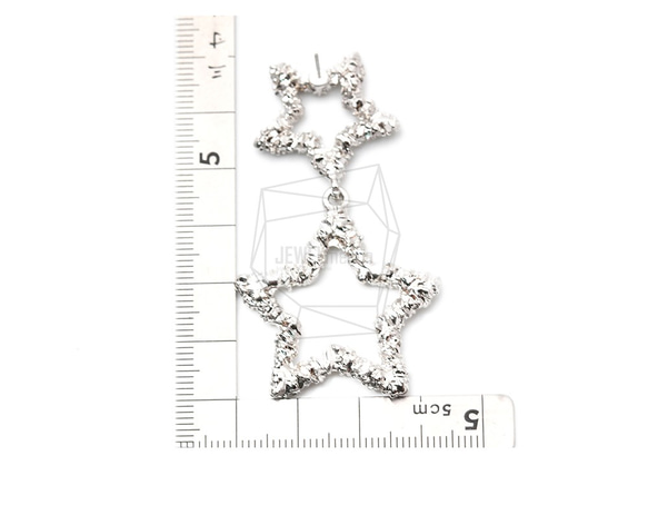 ERG-1292-R【2個入り】スター&スターピアス,Linked star and star Post Earring 5枚目の画像