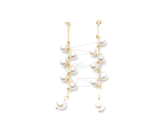 ERG-1298-G【2個入り】パールタッセルチャーム,Pearl Tassel Earring Charm 1枚目の画像