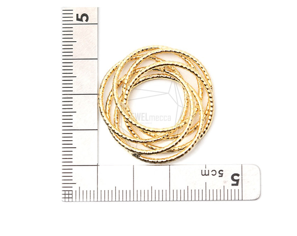 PDT-2292-G【2個入り】ラウンツイストペンダント/Five Round Twisted Pendant 5枚目の画像