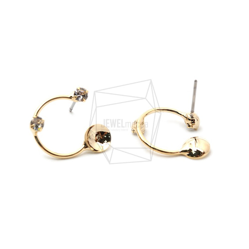 ERG-1312-G【2個入り】CZラウンドピアス ,CZ Setting Round Ear post 