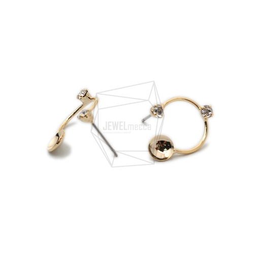 ERG-1312-G【2個入り】CZラウンドピアス ,CZ Setting Round Ear post 
