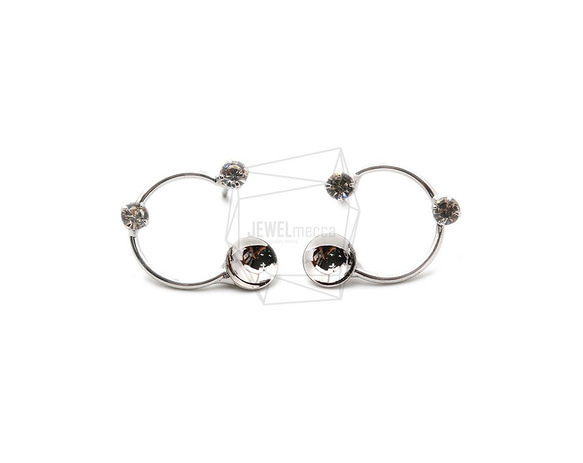 ERG-1312-R [2個] CZ圓形耳環，CZ固定圓形耳釘 第1張的照片