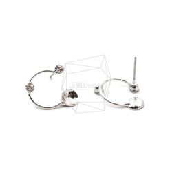 ERG-1312-R [2個] CZ圓形耳環，CZ固定圓形耳釘 第2張的照片