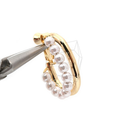 ERG-1310-G [2件]珍珠L形耳環/螺絲彈簧，珍珠L形無 第4張的照片