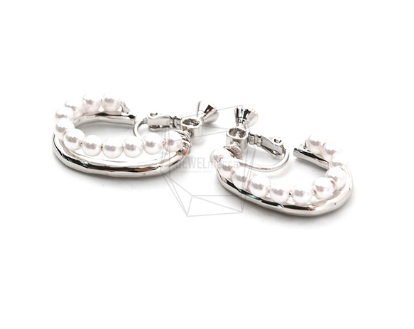 ERG-1310-R [2件]珍珠L形耳環/螺絲彈簧，珍珠L形無 第2張的照片