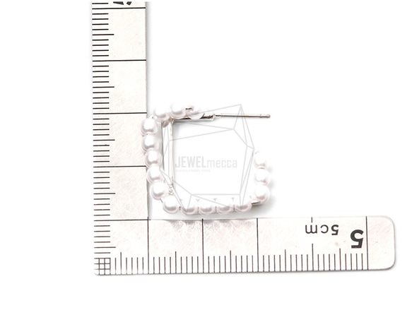 ERG-1315-R [2件]珍珠L形耳環，珍珠L形後耳環 第5張的照片