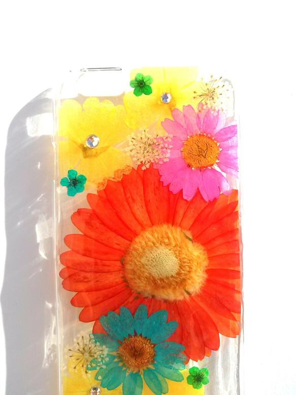 再販☆iPhone６、６sケース「オレンジのガーベラ」 2枚目の画像