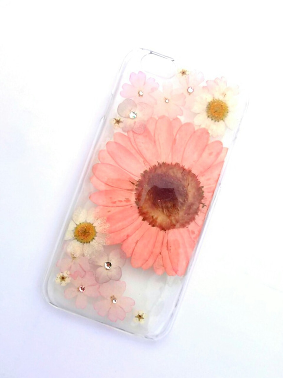iPhoneSE，5,5S 手機殼“粉色非洲菊③” 第1張的照片