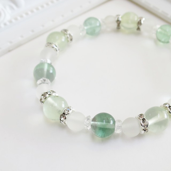 -Prehnite&Fluoriteブレスレット- 1枚目の画像