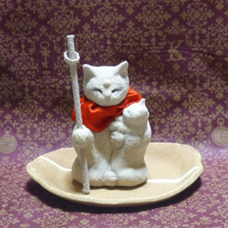 猫地蔵物語　猫の子安地蔵座像　江戸縮緬 2枚目の画像