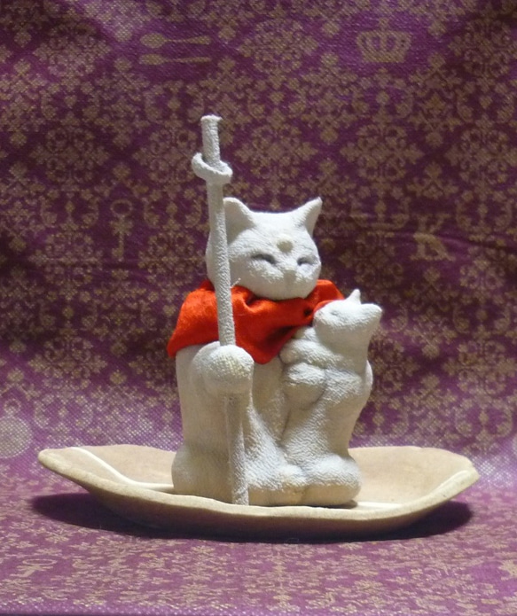 猫地蔵物語　猫の子安地蔵座像　江戸縮緬 3枚目の画像