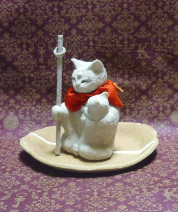 猫地蔵物語　猫の子安地蔵座像　江戸縮緬 6枚目の画像