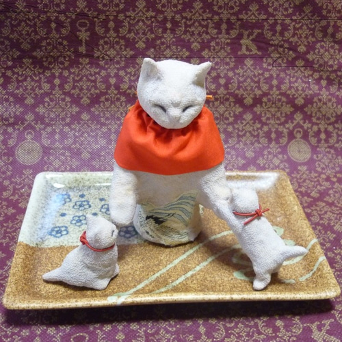 猫地蔵物語 猫の子安地蔵立像 江戸縮緬 その他人形 ねこ工房ふぉ