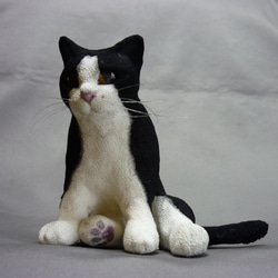 黒白猫さん　横座り　(送料無料) 5枚目の画像