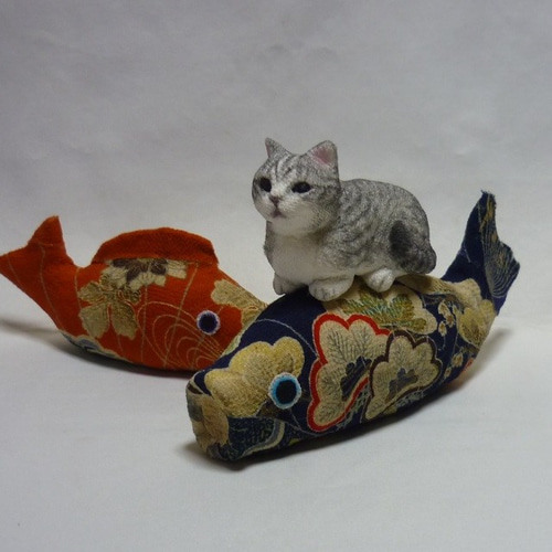 大猫　端午の節句 鯉のぼり ネコ　ねこ　ハンドメイド　手作り　縮緬　招き猫 大猫端午の節句 鯉のぼり ネコねこハンドメイド手作り縮緬招き猫