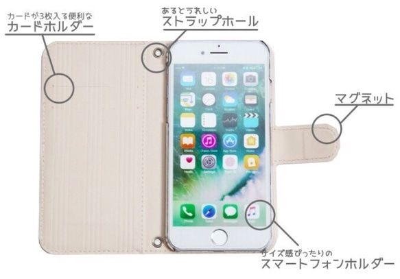 ポイント10倍 【全機種対応】クラシック ポピー 花柄 手帳型 スマホケース カバー オリジナルデザイン 送料無料 8枚目の画像