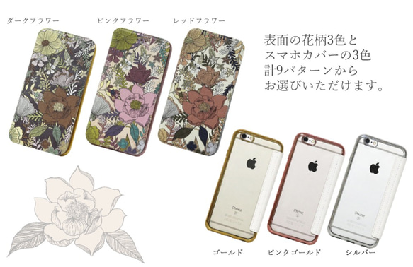 【ポイント10倍】 TPU 薄型 マンダリン 花柄 手帳型 スマホケース カバー ソフト オリジナルデザイン 送料無料 7枚目の画像