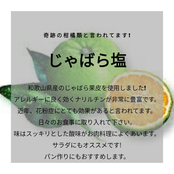 【送料込み】【無添加】【和歌山県産】じゃばら塩　持ち運び便利なミニボトル 2枚目の画像