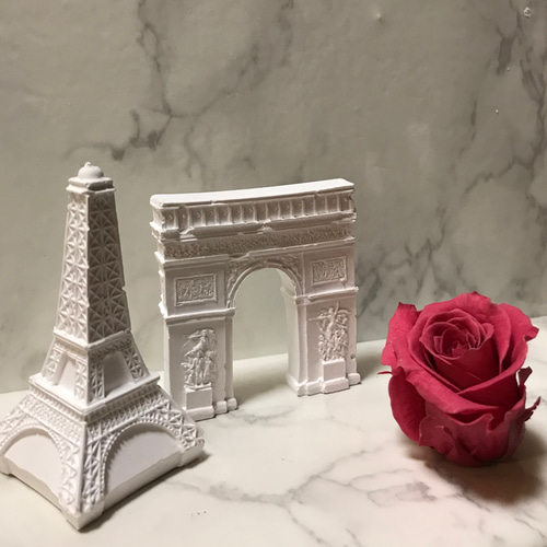 エッフェル塔と凱旋門 ディフューザー・アロマポット 羊毛フェルト猫