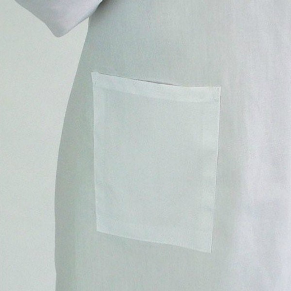 日本製 割烹着 和装 白 角衿 フリル付き 撥水 撥油 おしゃれ 90cm丈 LLサイズ 3Lサイズ 母の日 5枚目の画像
