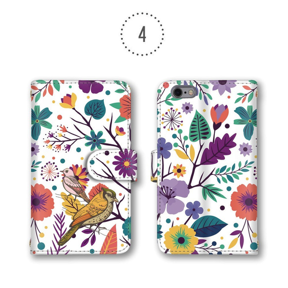 鳥 花柄 植物 スマホケース 手帳型 ほぼ全機種対応 ミラー スマホカバー Galaxy AQUOS iPhone 5枚目の画像