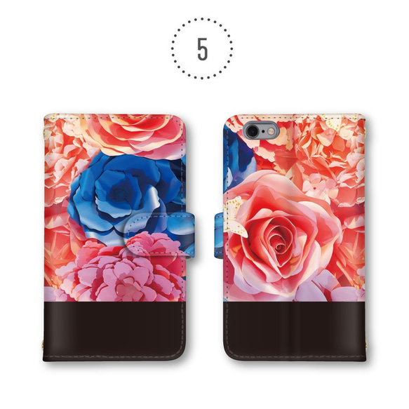 スマホケース 手帳型 ほぼ全機種対応 薔薇 菊 花柄 はな スマホカバー iPhone android Galaxy 6枚目の画像