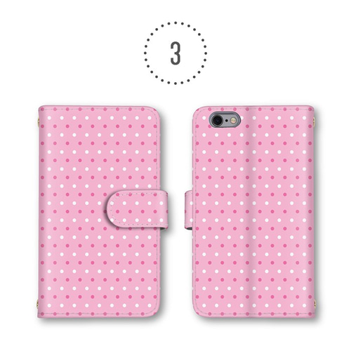シンプルデザイン ポルカドット スマホケース 手帳型ケース