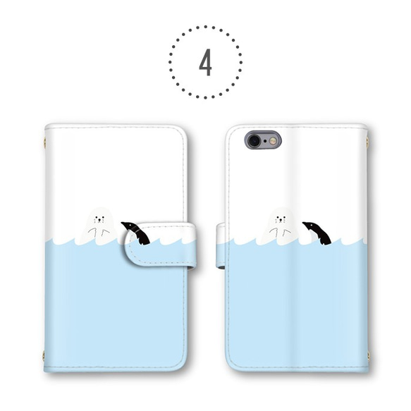 白熊 クマ ペンギン スマホケース 手帳型ケース スマホカバー ほぼ全機種製作可能 ミラー iPhoneXS/XR 5枚目の画像