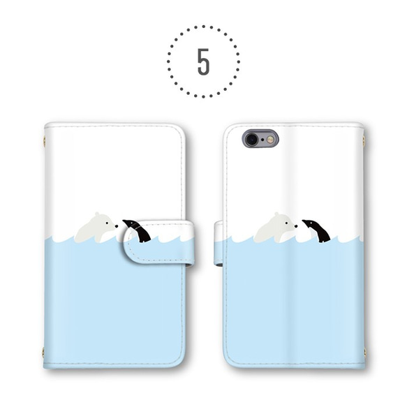 白熊 クマ ペンギン スマホケース 手帳型ケース スマホカバー ほぼ全機種製作可能 ミラー iPhoneXS/XR 6枚目の画像
