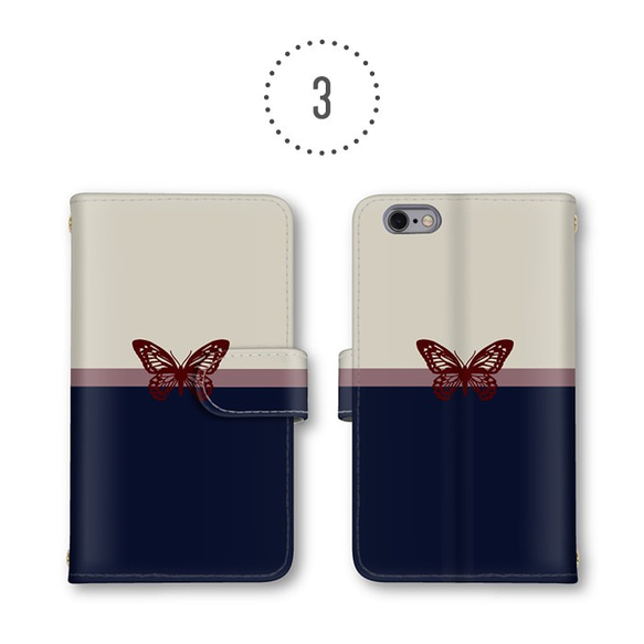 バイカラー 蝶々 スマホケース 手帳型ケース スマホカバー ミラー iPhone8 P20 Pro SOV34 4枚目の画像
